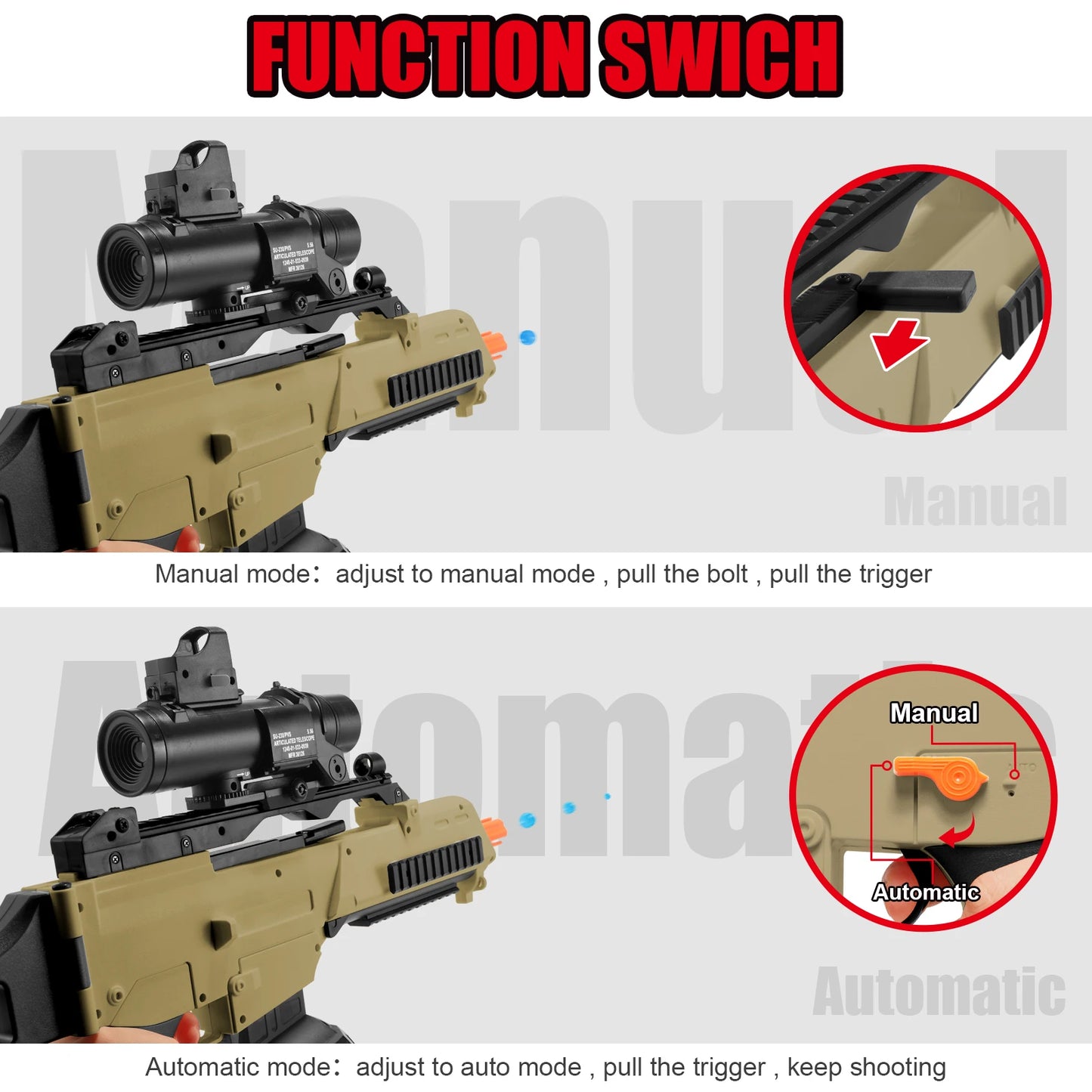 EY G36C Electric Gel Ball Blaster Dual Mode Toy Rifle