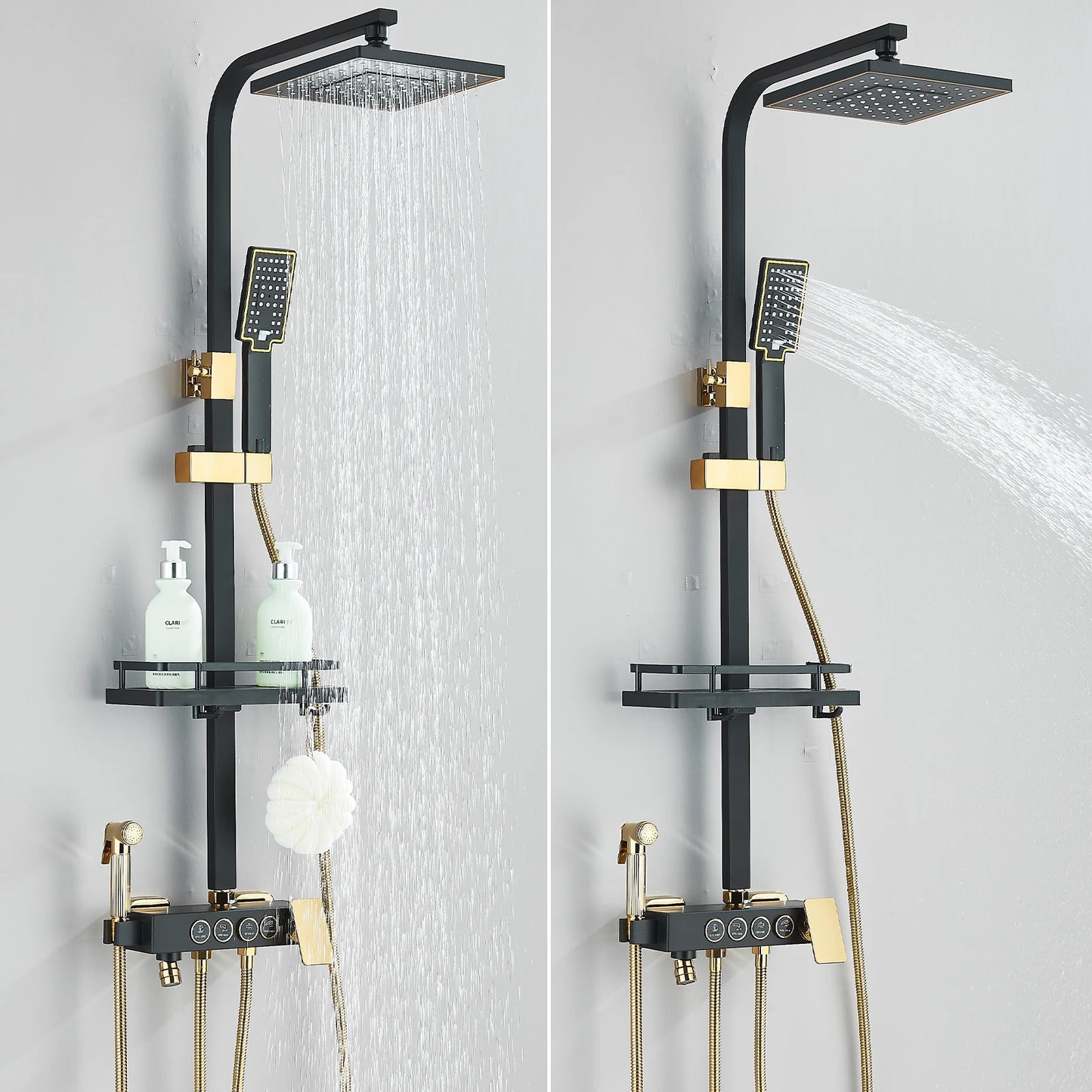 Fmhjfisd Rainfall Shower Faucet Set Brass 4Way Liftable Shower