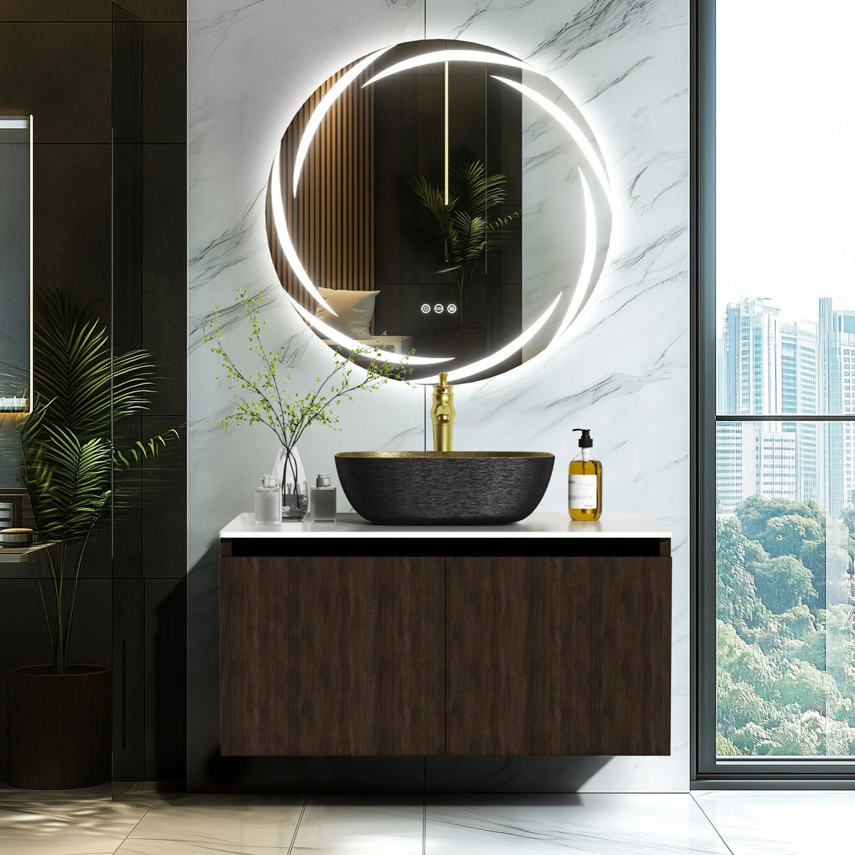 Modern Floating Wall Mounted Bathroom Vanity With Ceramic Sink