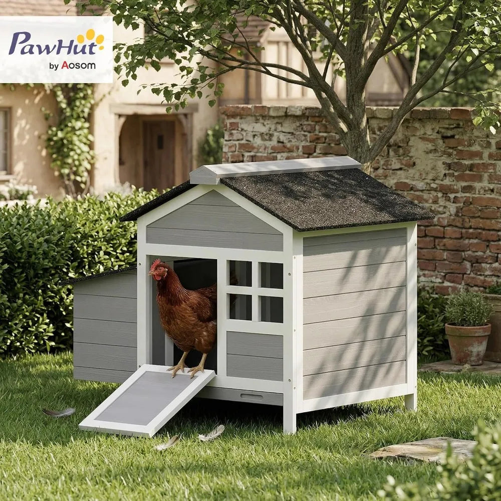 Outdoor Weatherproof Wooden Chicken Coop With Nesting Box And Tray
