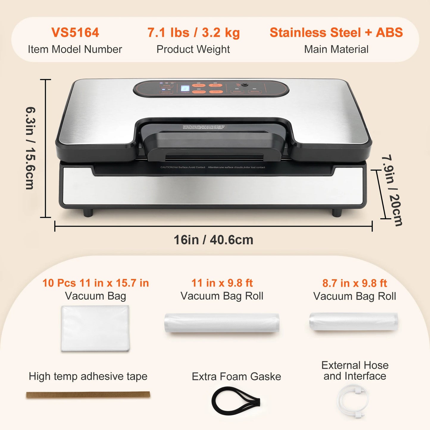 SucceBuy Vacuum Sealer Machine 90KPa 130W For Food Packaging