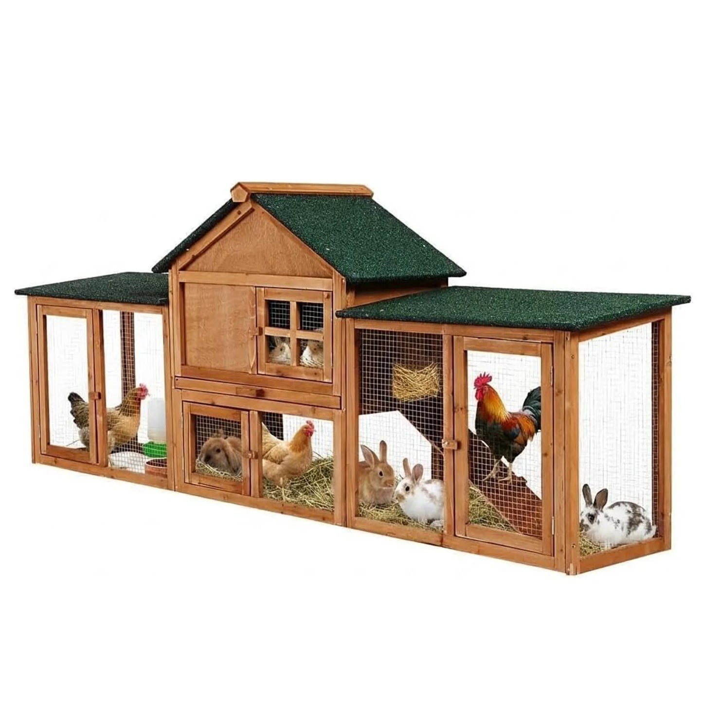 DishyKooker 2-Story Bunny Hutch With Double Runs Outdoor Cage