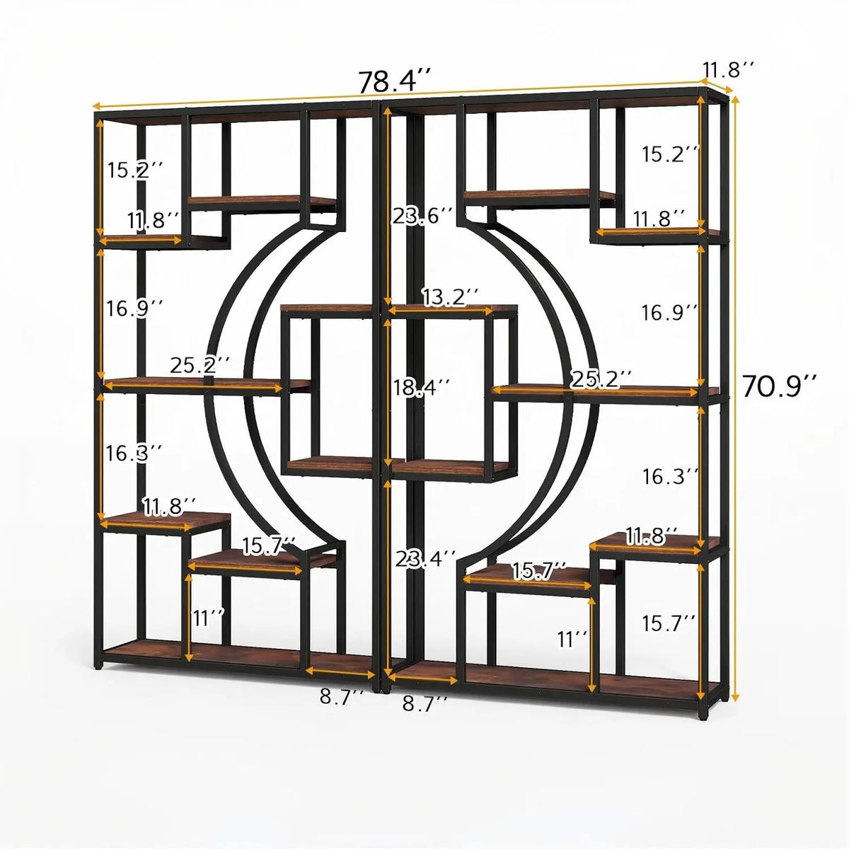 Freestanding Geometric Bookshelf Set With Eighteen Open Storage Shelves