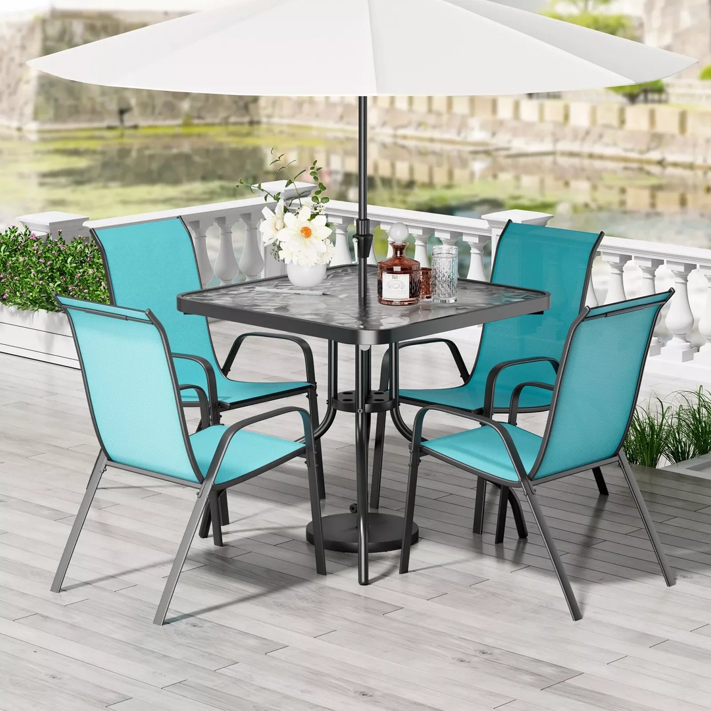 AuAg Patio Dining Set 5 Pieces All Weather Outdoor Furniture