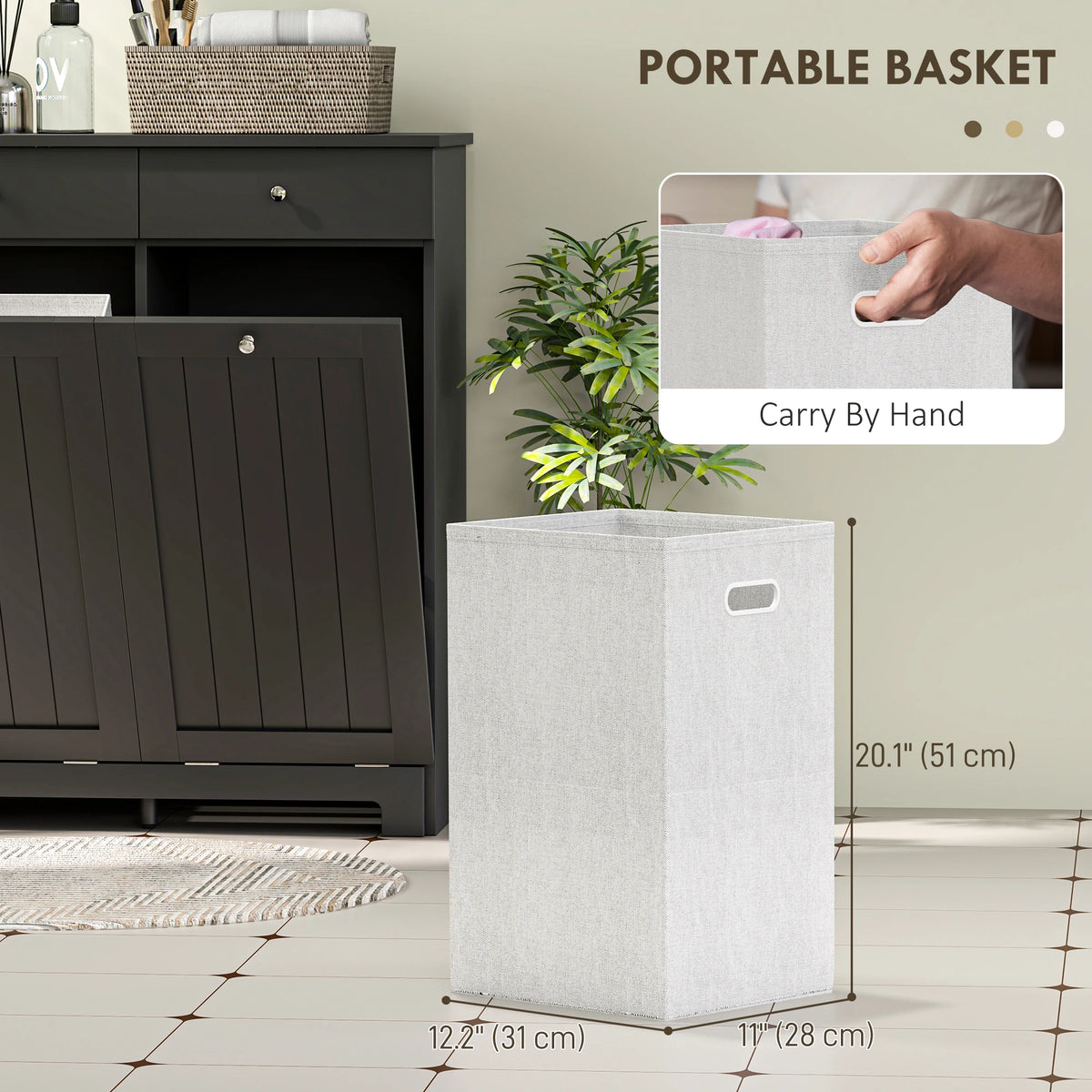 HOMCOM Laundry Cabinet with 2 Removable Baskets, Tilt Out Laundry Hamper with 2 Drawers and 2 Beadboard Doors, Bathroom Hamper Cabinet, Black