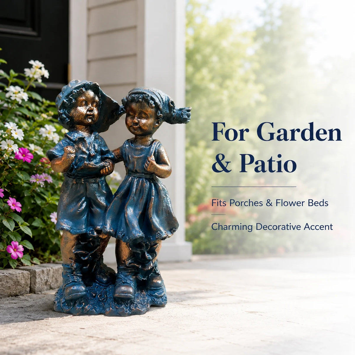 Boy And Girl Garden Statue Outdoor Figurine For Yard Decor