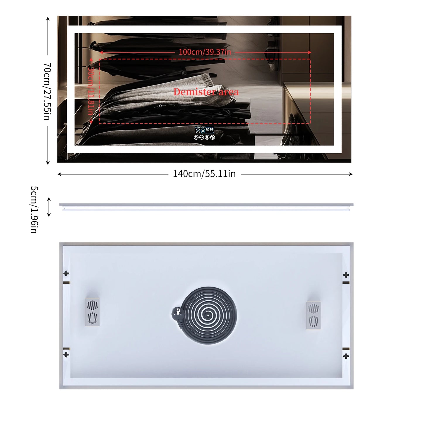 LUVODI Bluetooth LED Bathroom Mirror With Defogger And Speaker