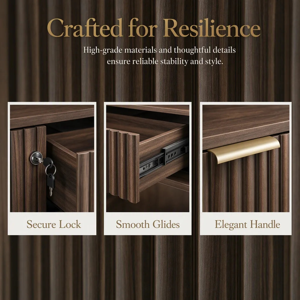 K Kyspho Wooden File Cabinet With Lock And Charging Station