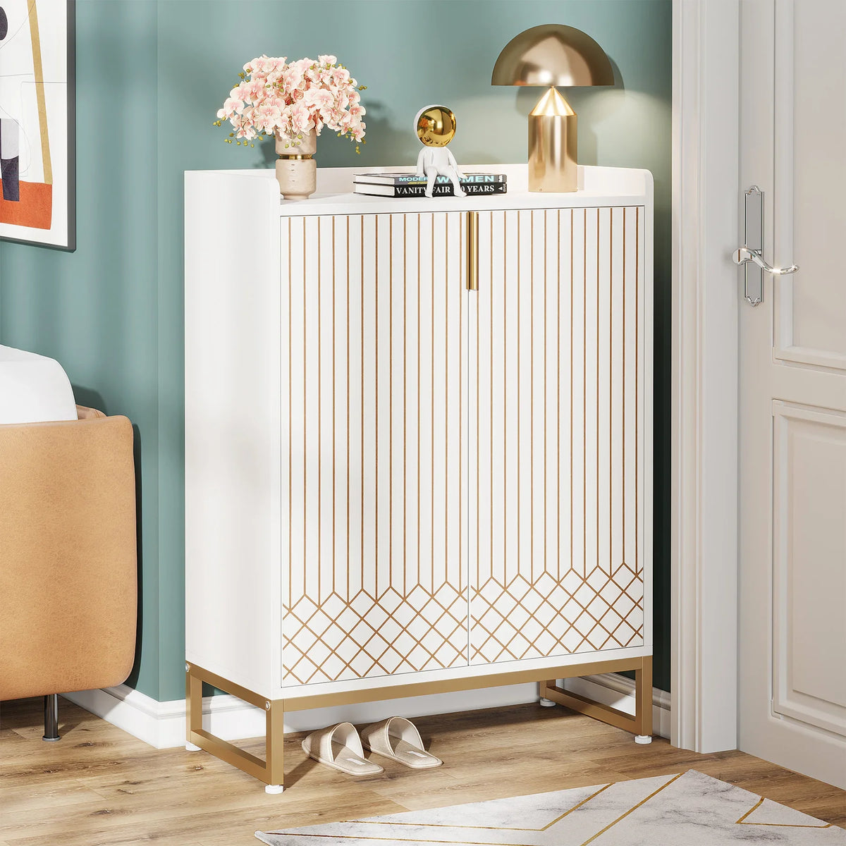 Tribesigns Modern Wood Shoe Cabinet Storage Rack For Bedroom Hallway