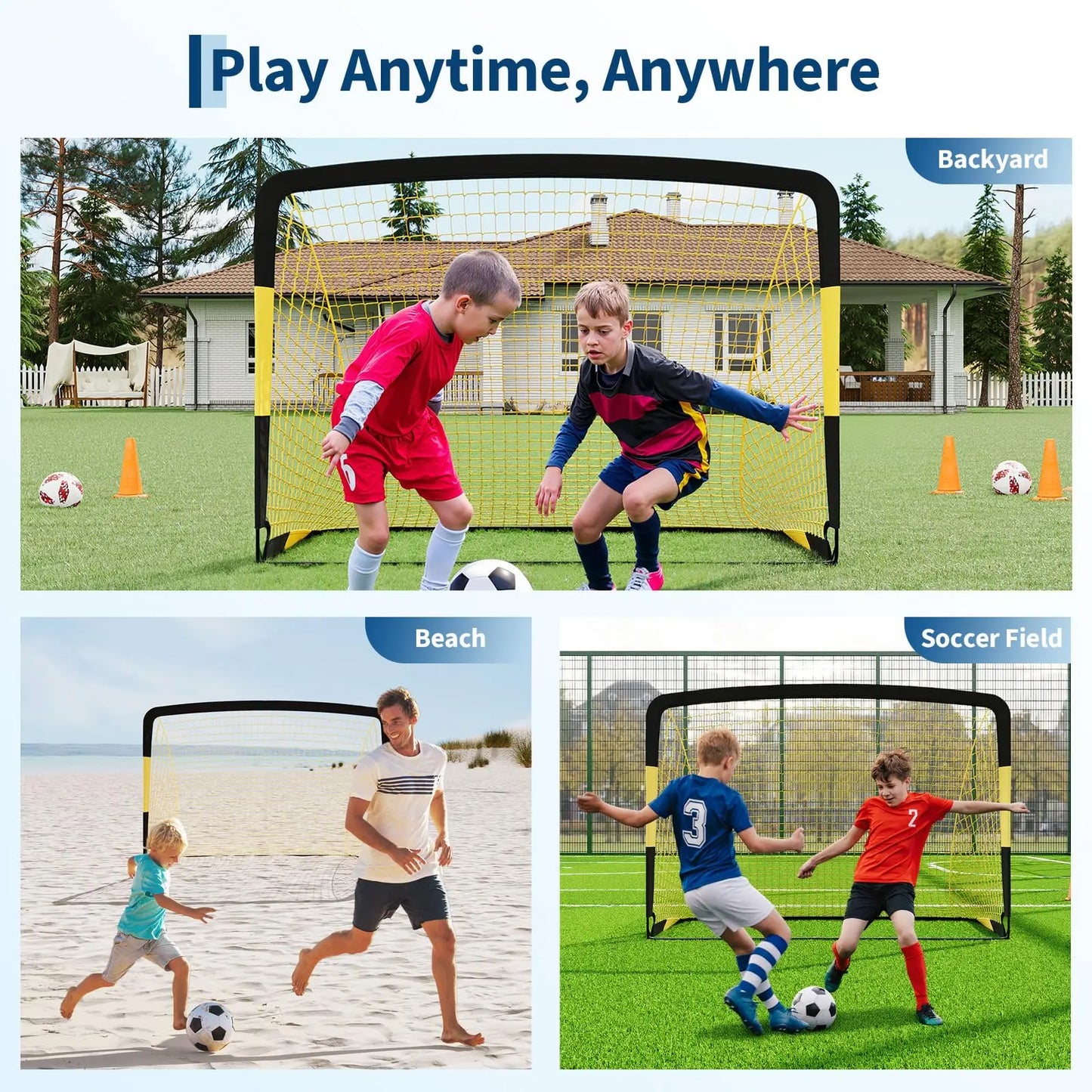 HiMISS Pop Up Soccer Goals Set Backyard Training Kit