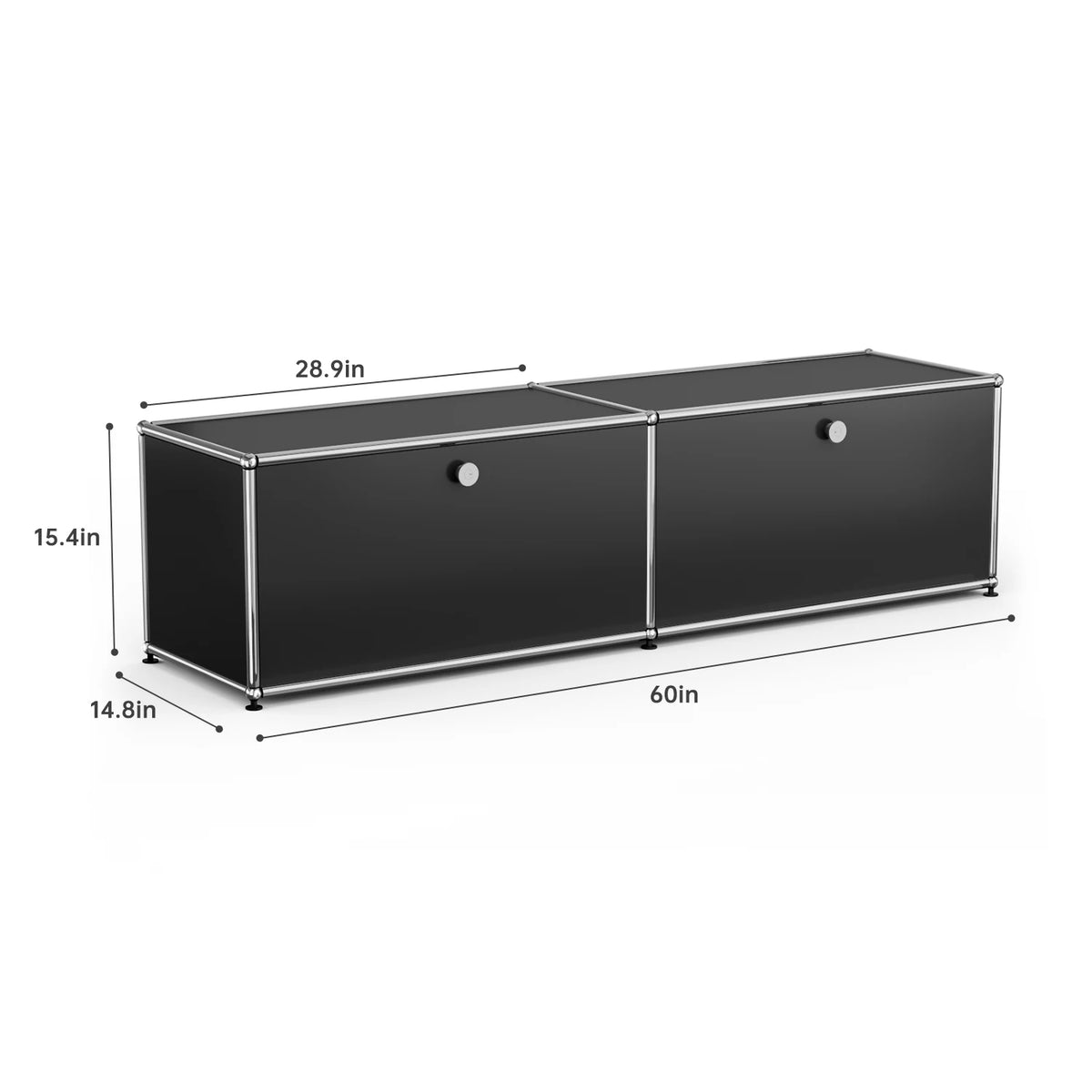 Modern Stainless Steel Media Console With Living Room Storage