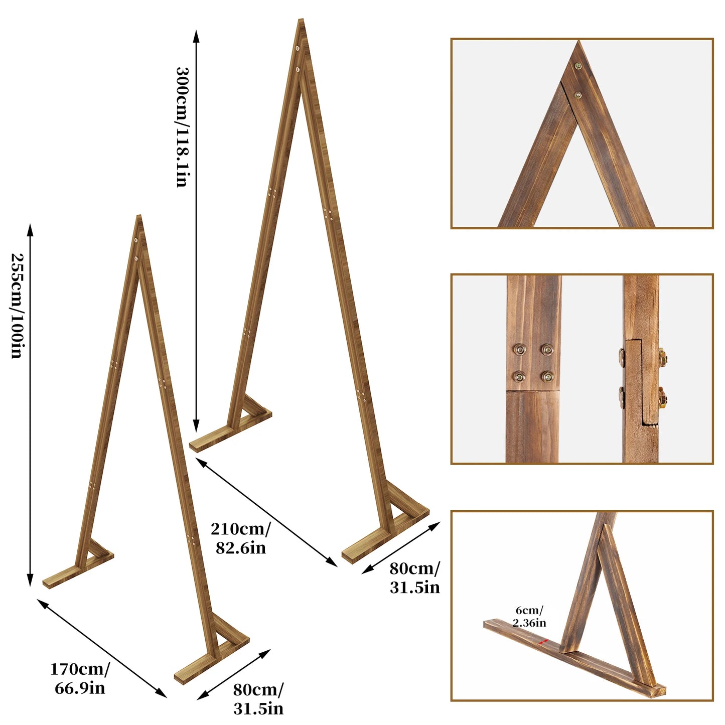 Two Pack Wooden Wedding Arch Stand For Outdoor Ceremonies