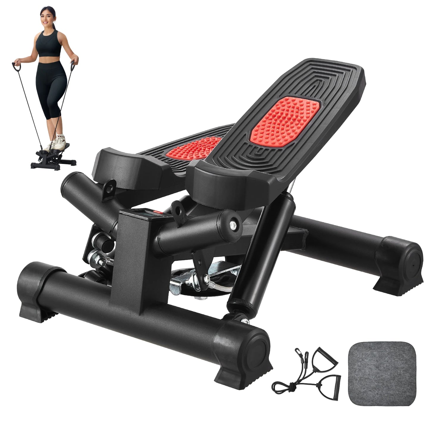 VEVOR Stair Stepper with Resistance Bands and LCD Monitor