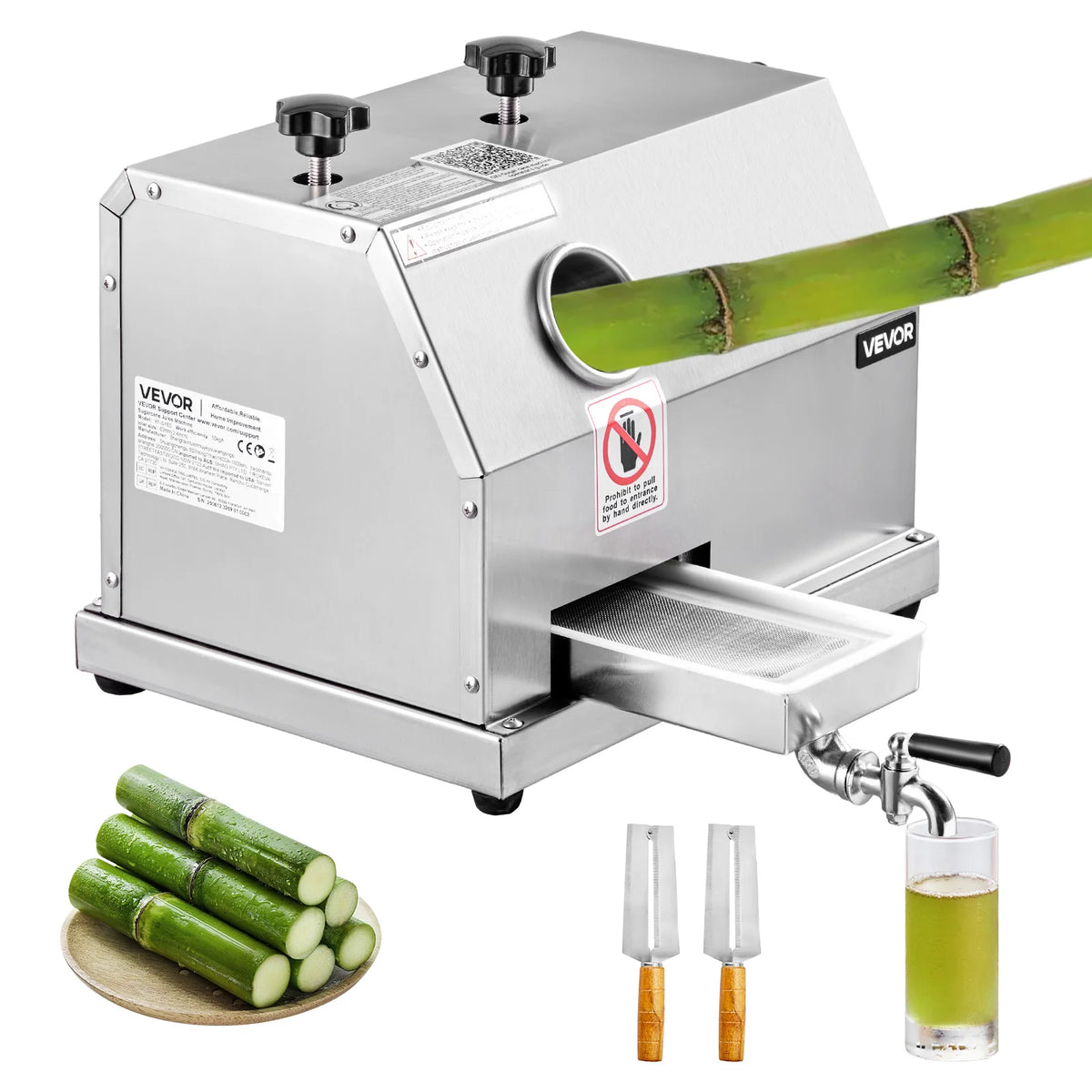 VEVOR Commercial Sugarcane Juicer With Three Stainless Steel Rollers