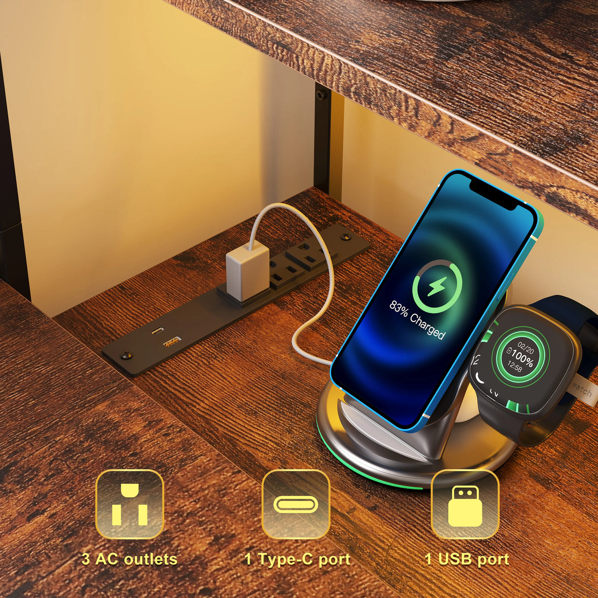 SUNVASAGOO L Shaped Gaming Desk With Power Outlets And Storage