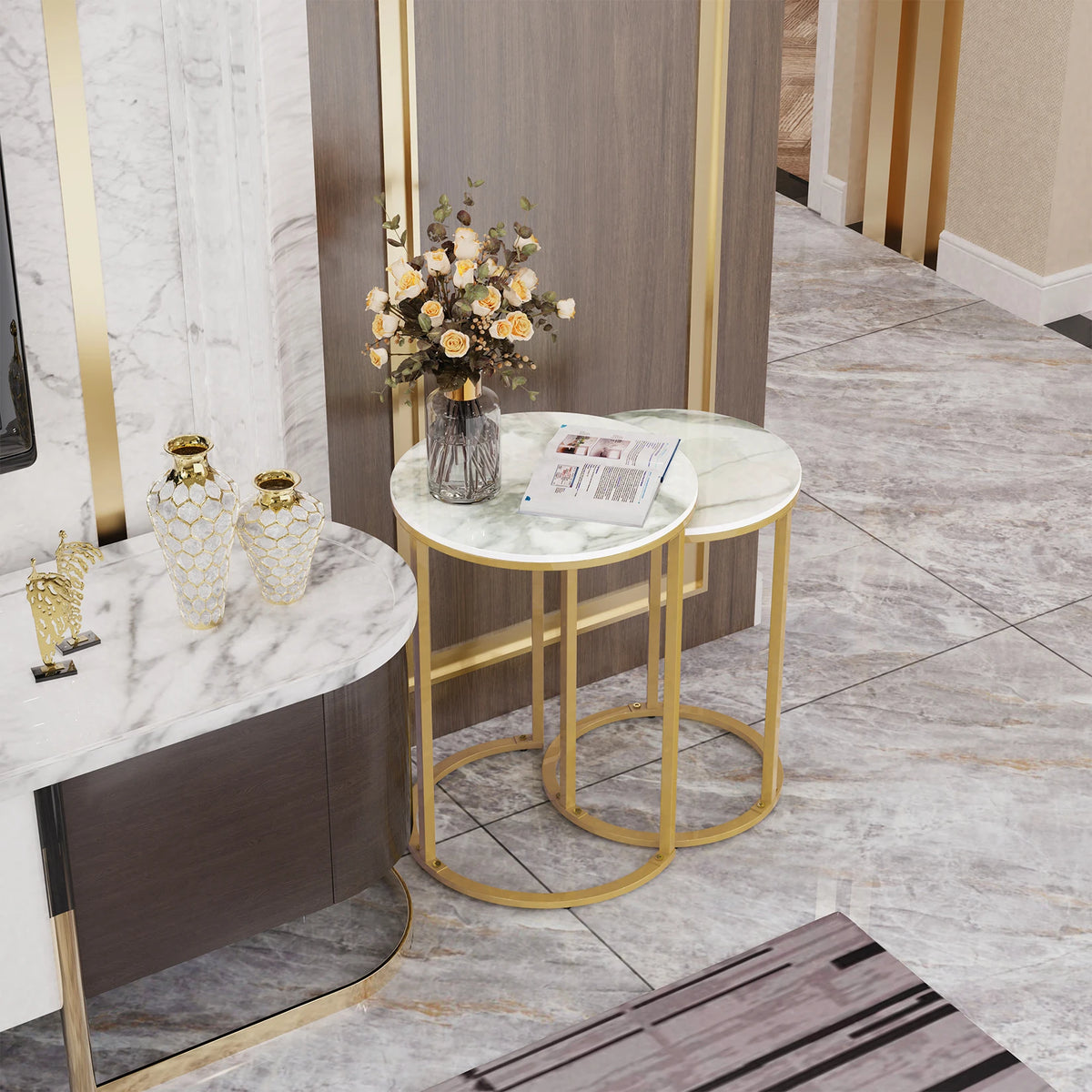 Wisfor Set Of 2 Round Sintered Stone Nesting Tables