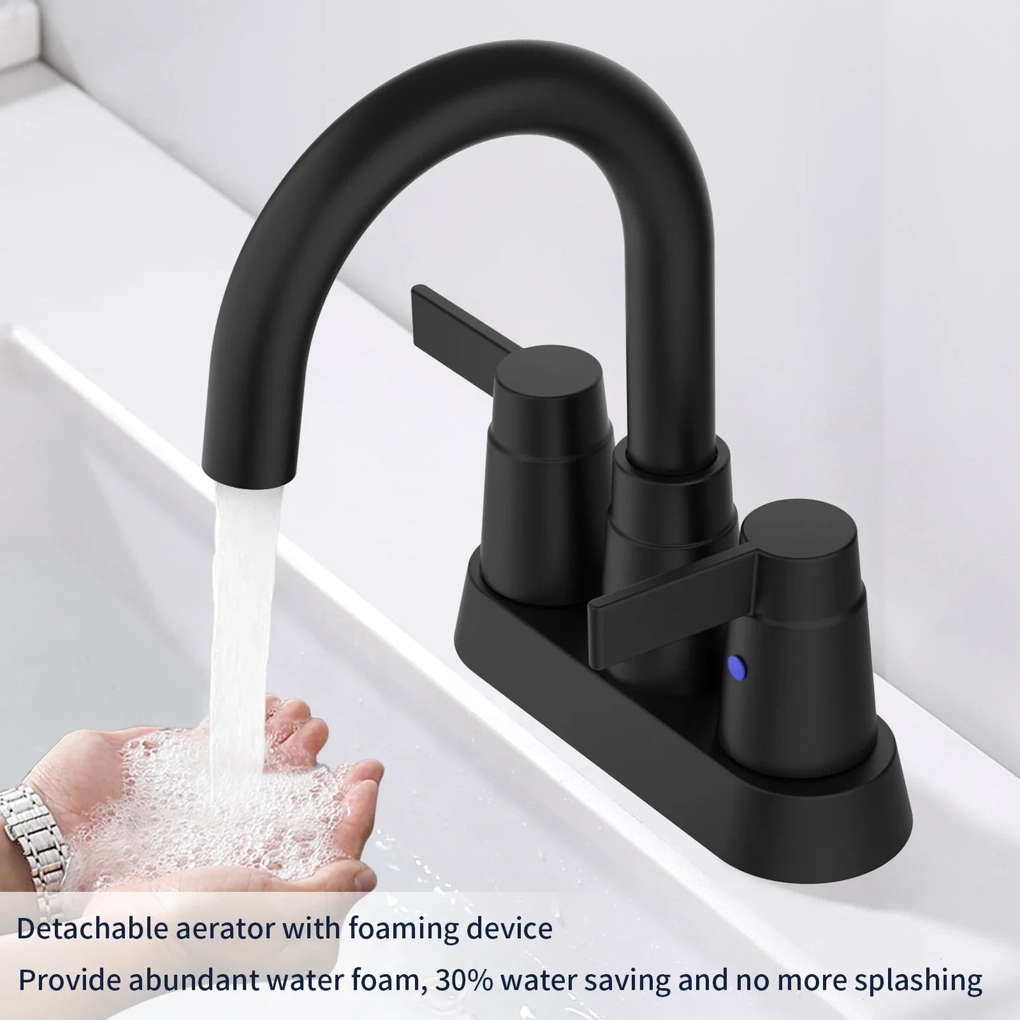 Dual-Handle Bathroom Faucet With 360 Degree Swivel Spout Centerset