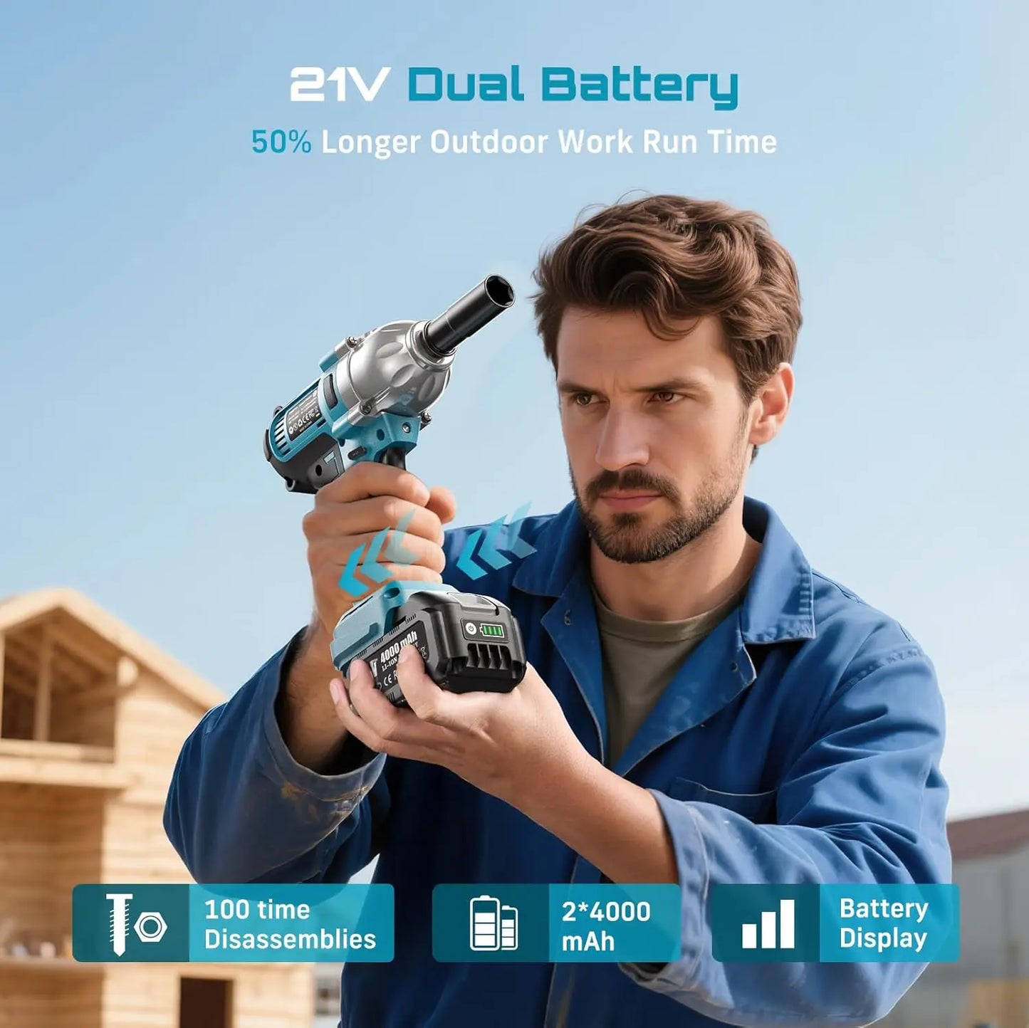 Seesii WH710 Pro Cordless Impact Wrench 1200Nm Brushless LED
