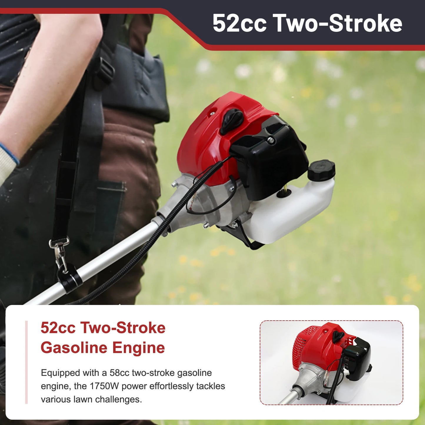 Gas Powered 4-In-1 Weed Wacker And Trimmer Tool For Lawns