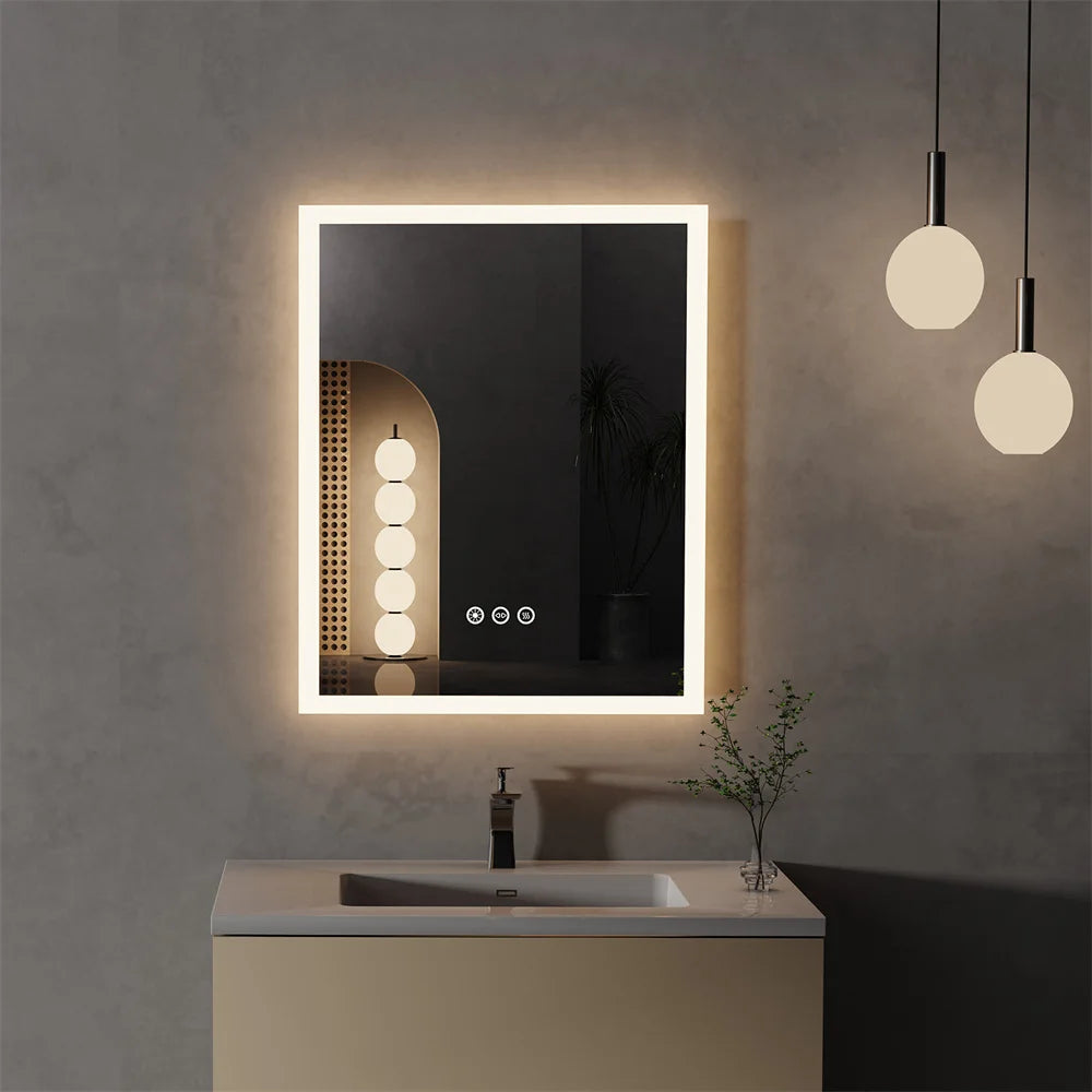 LUVODI Smart LED Bathroom Mirror With Touch Dimming And Defogging
