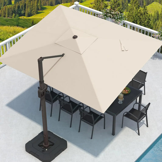 Cantilever Patio Umbrella With Base Included Rectangular Offset 7 Tilts