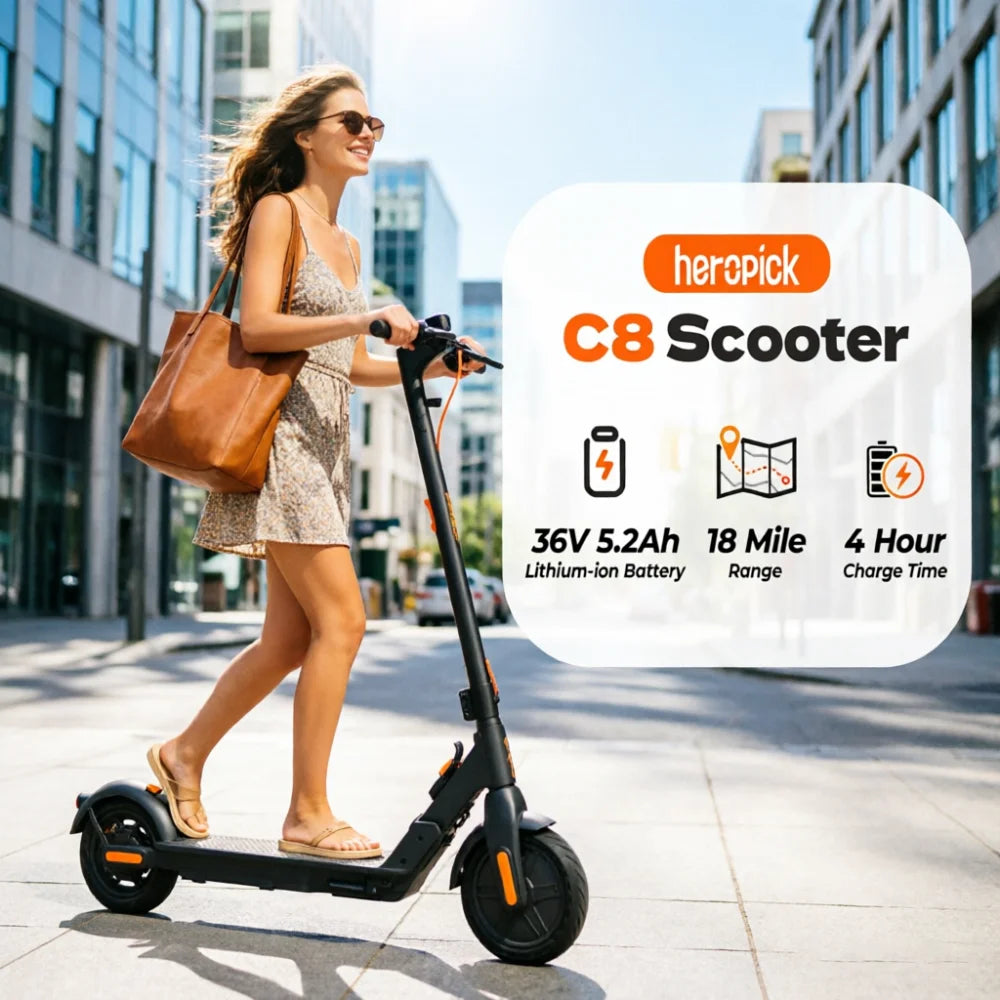 HeroPick C8 Adult Electric Scooter 350W 19 Mph Foldable