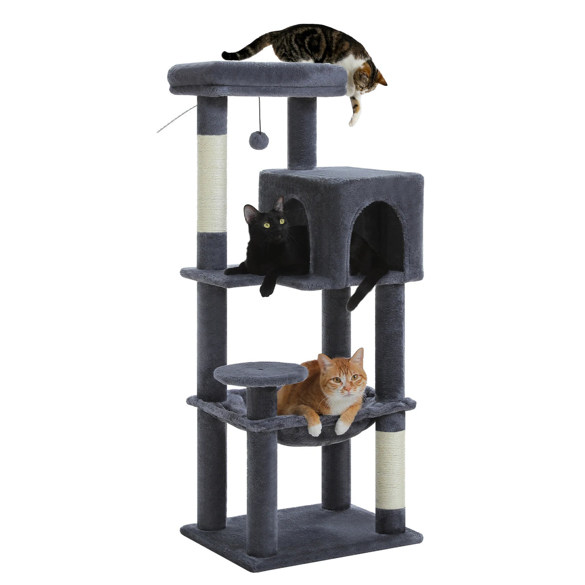 PEQULTI Multi Tier Cat Tree With Scratching Posts And Hammock