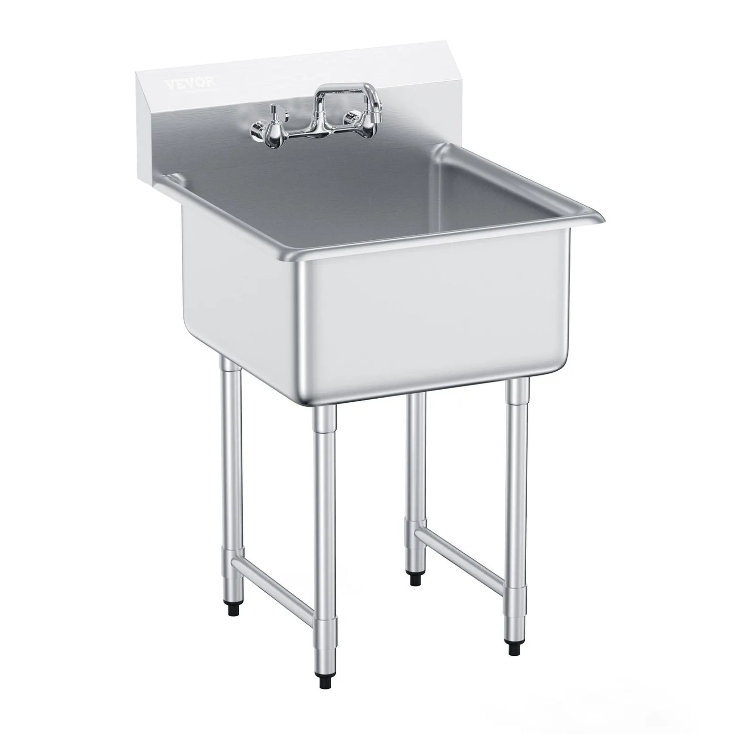 Stainless Steel Kitchen Prep Sink With Faucet 1 Compartment