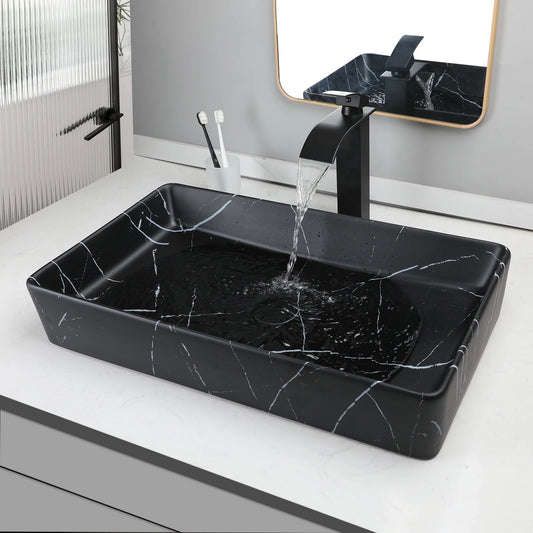 KEMAIDI Rectangular Ceramic Bathroom Vessel Sink