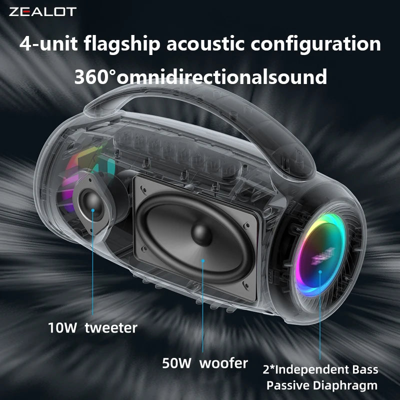 Zealot P12 60W Portable Bluetooth Speaker With IpX6 Waterproof Design
