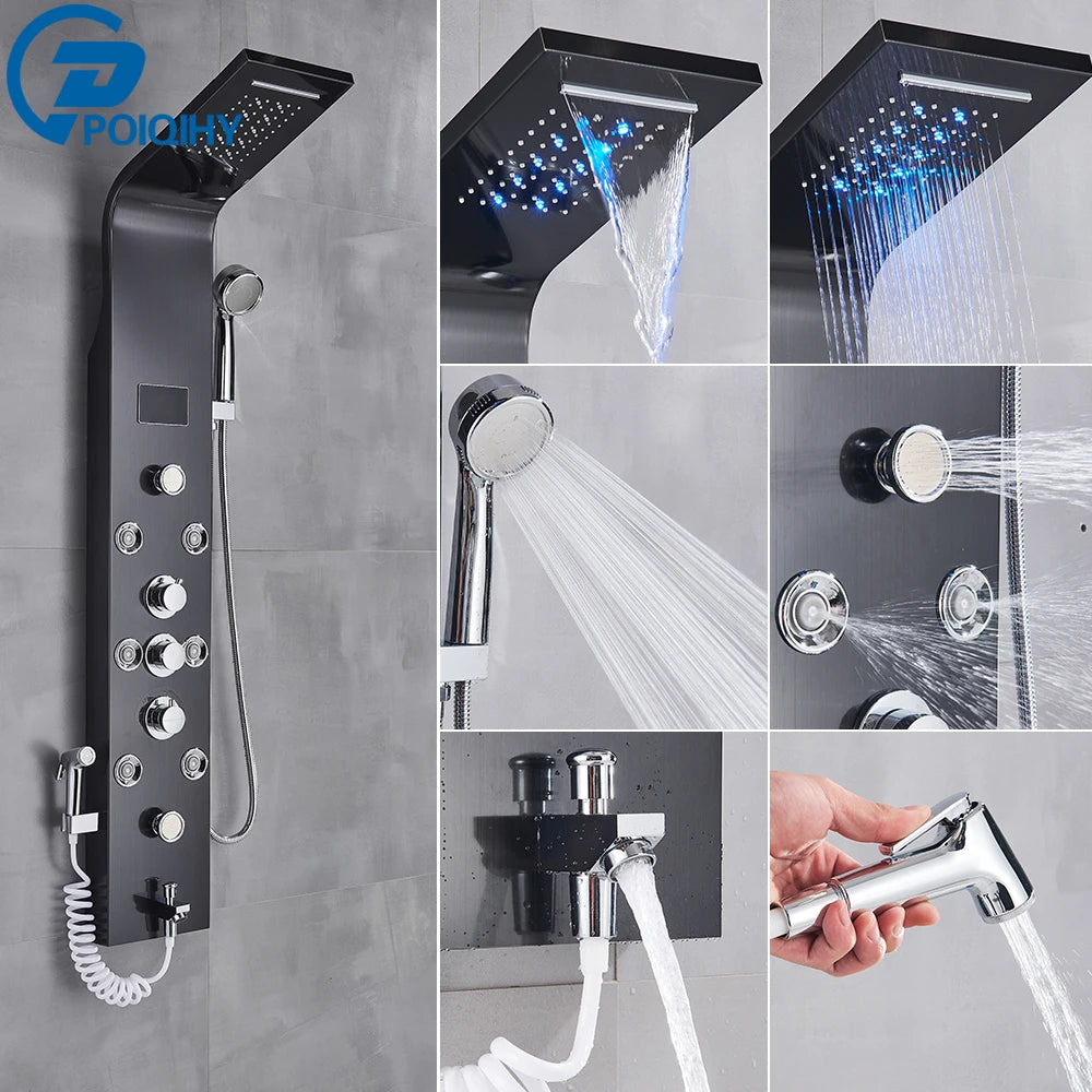 Poqihy Shower Faucet Bath Mixer Tap System With Handheld