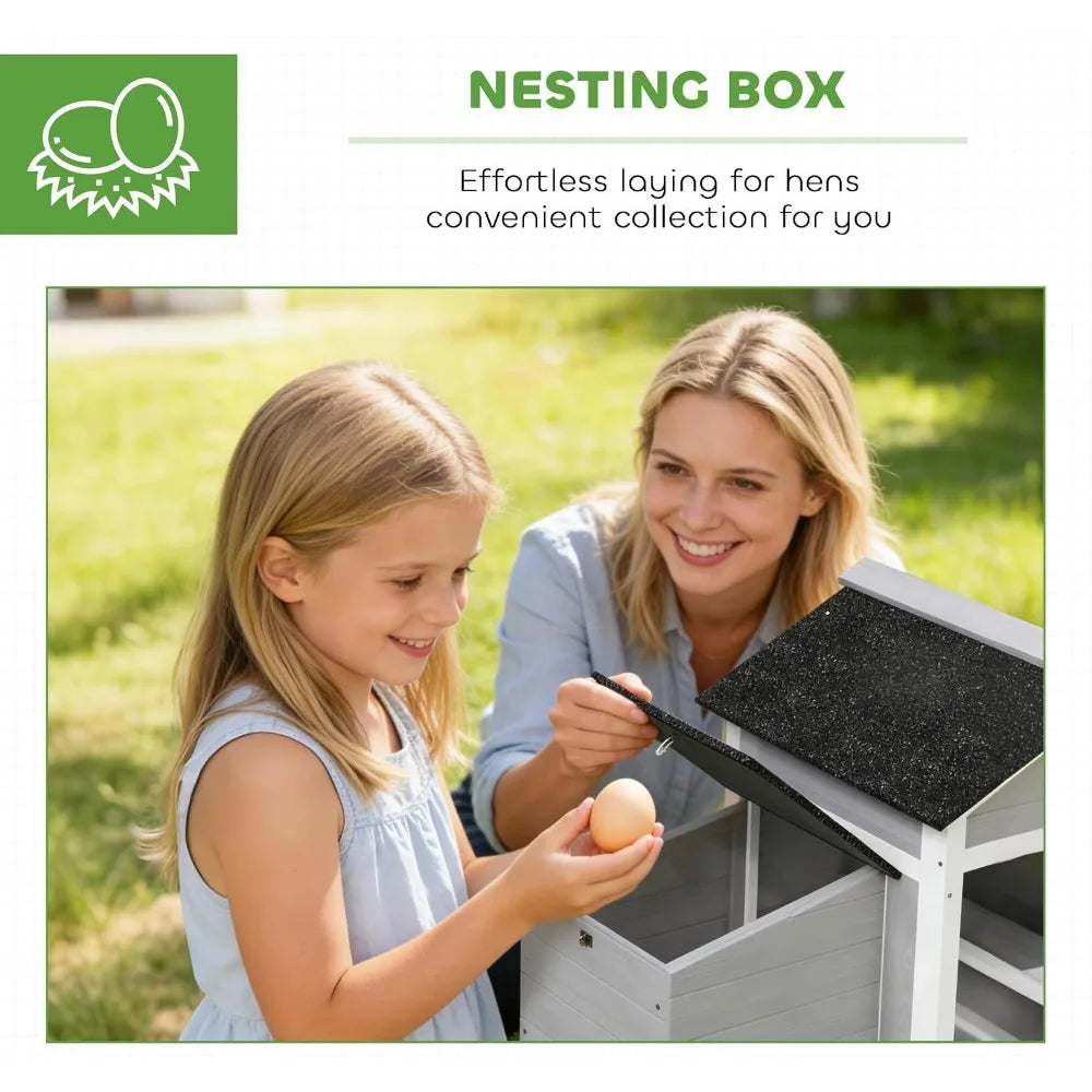 Outdoor Weatherproof Wooden Chicken Coop With Nesting Box And Tray