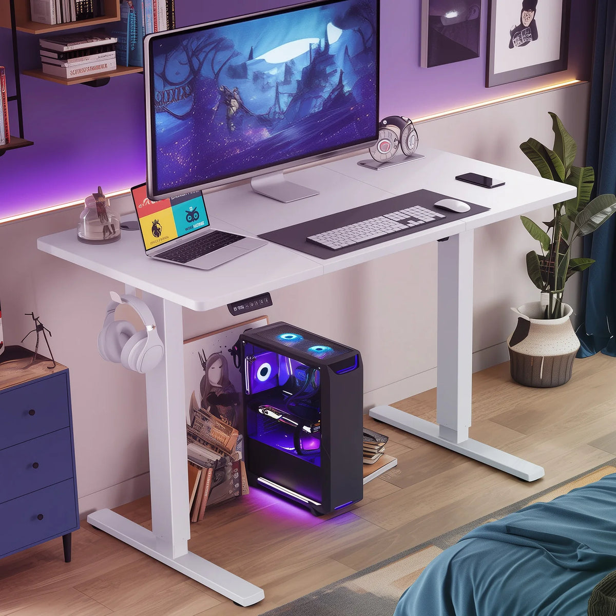 MCQ Electric 63x24 Inch Standing Office Computer Desk Ergonomic Height Adjustable Gaming Table for Home Office Use Workstation
