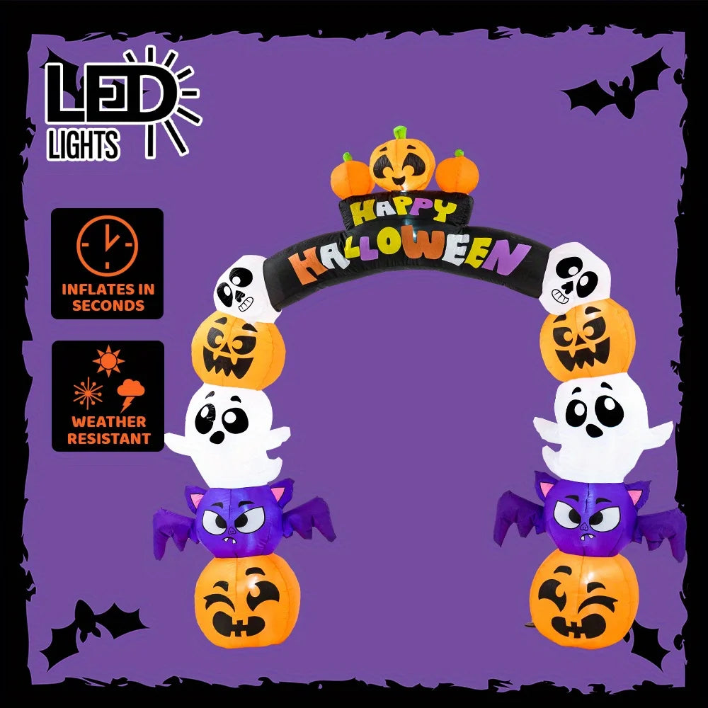 Joyfy Halloween Pumpkin Arch Inflatable With LED Lights Outdoor Decor