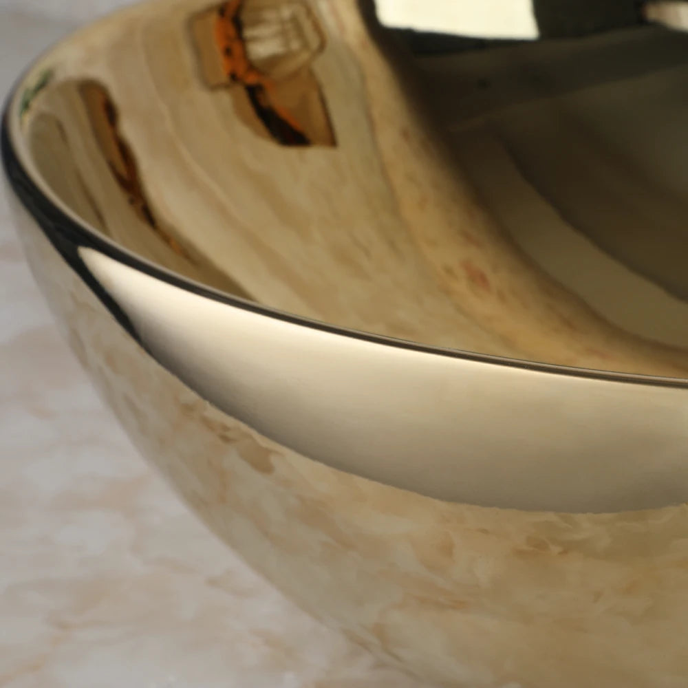 KEMAIDI Luxury Oval Ceramic Vessel Sink With Faucet Set