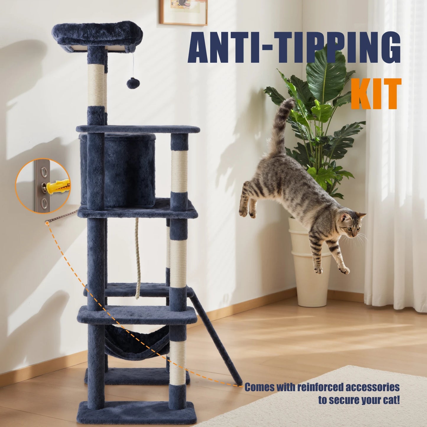 JHK Multi Level Cat Tree For Indoor Cats Scratching Posts