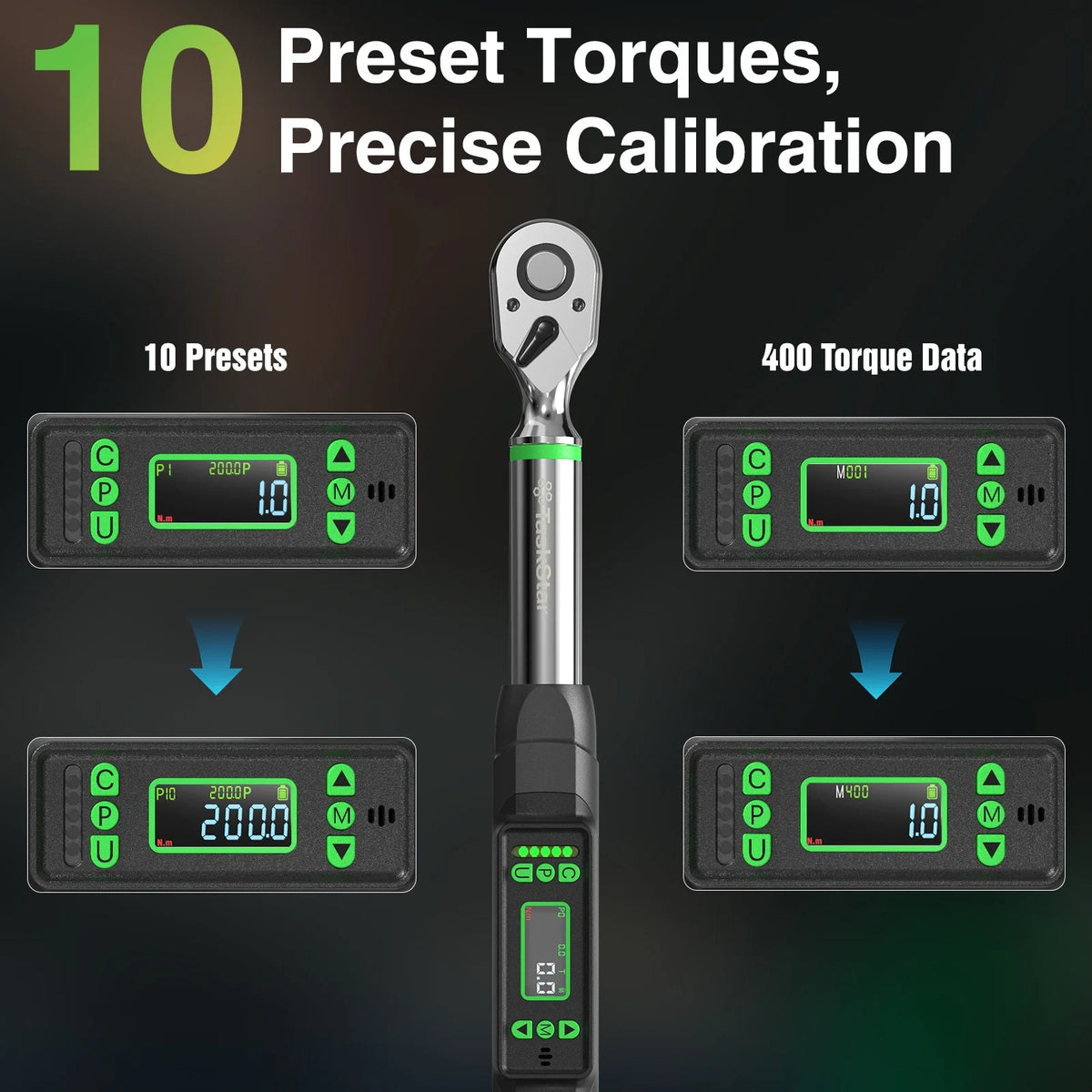 TaskStar Digital Torque Wrench 3/8-inch Driver ±2% Accuracy 0-220Nm/0-162ft-lbs Electric Torque Wrench with LCD Display, 1/4"&1/2" Adapter, Handheld Wrench Used For Motorcycle/Bicycle/Car Care