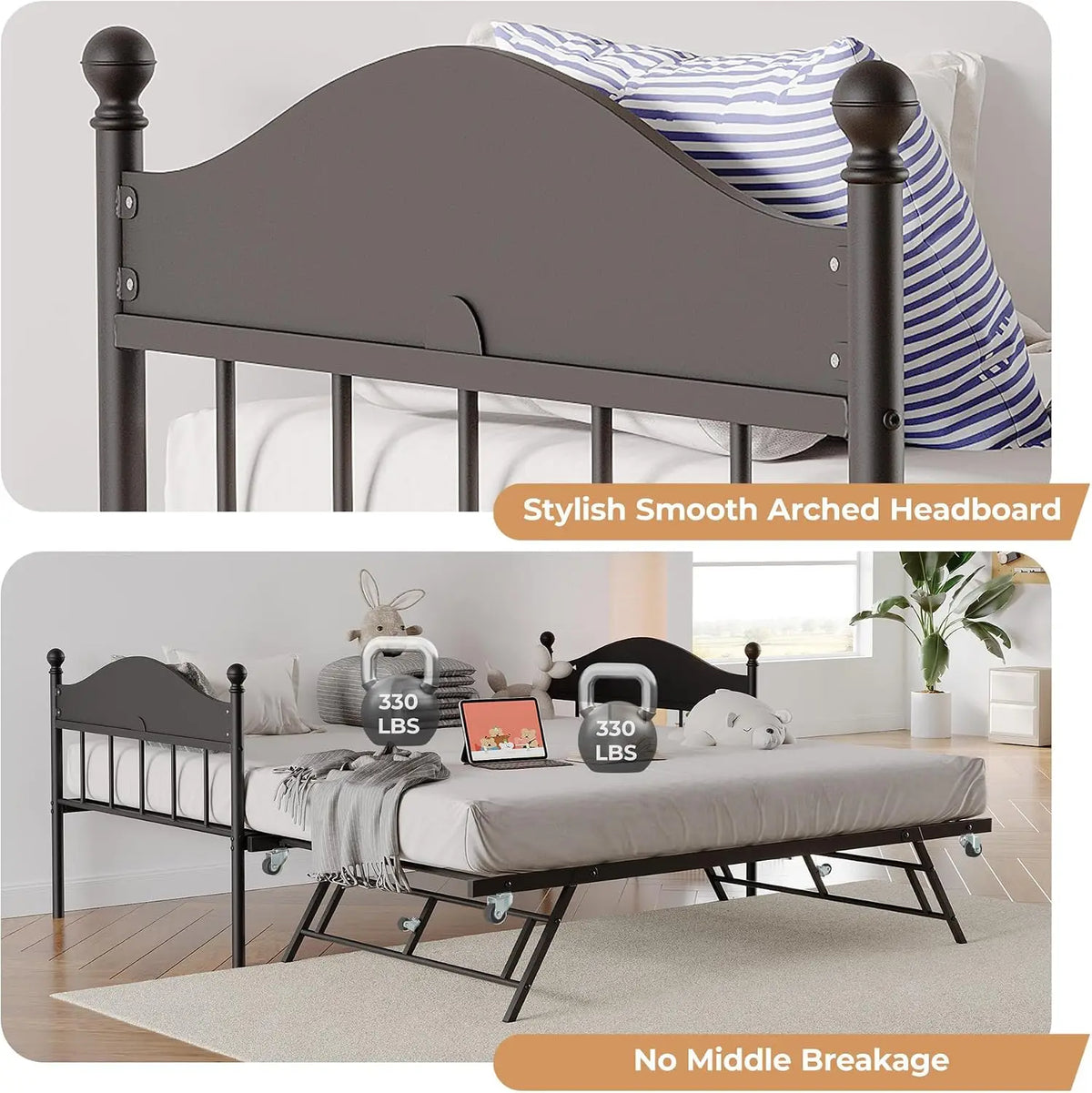 Garvee Heavy Duty Metal Platform Bed Frame With Steel Slats