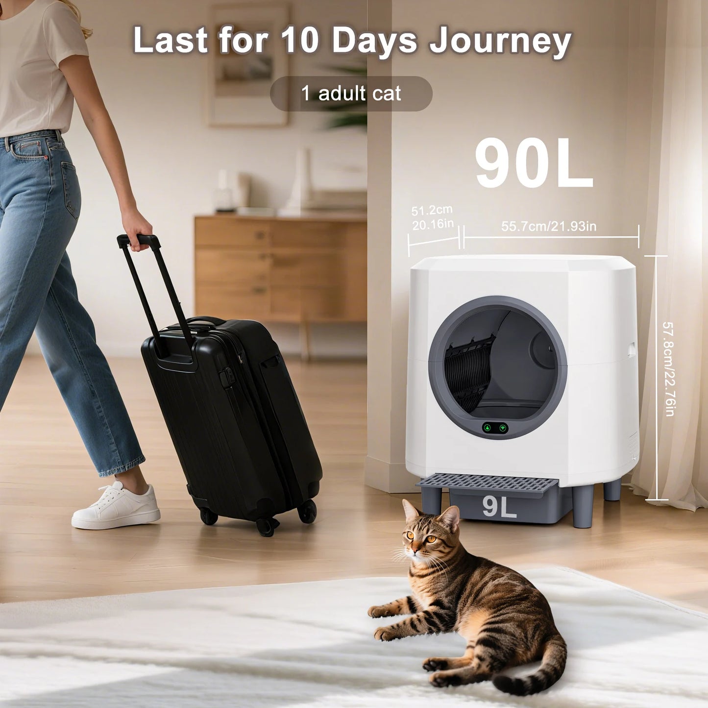 Ellenpent Automatic Self Cleaning Litter Box With App Control Sensor