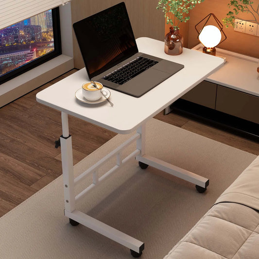 Adjustable Height Mobile Computer Desk With Wheels And Metal Frame