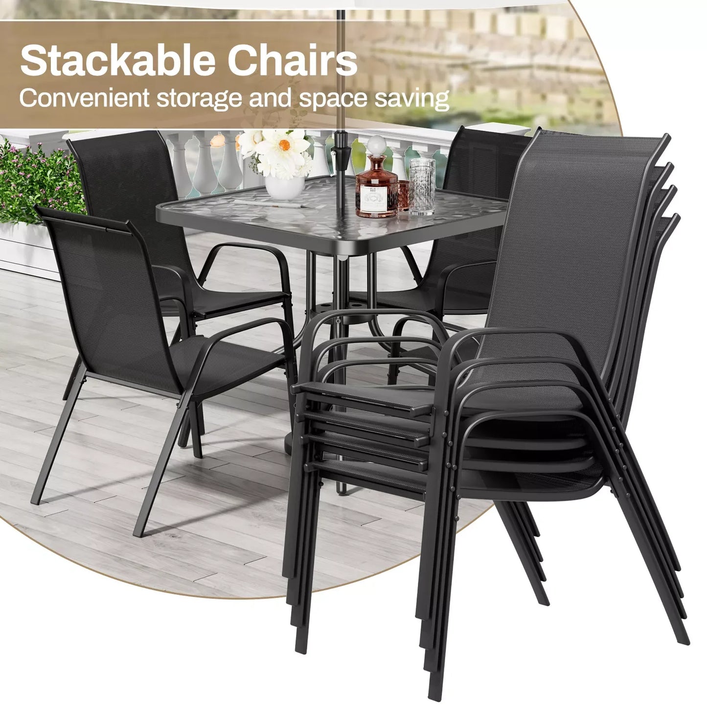 AuAg Patio Dining Set 5 Pieces All Weather Outdoor Furniture