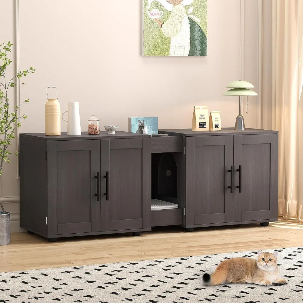 Garvee Wooden Hidden Litter Box Enclosure Furniture For Cats