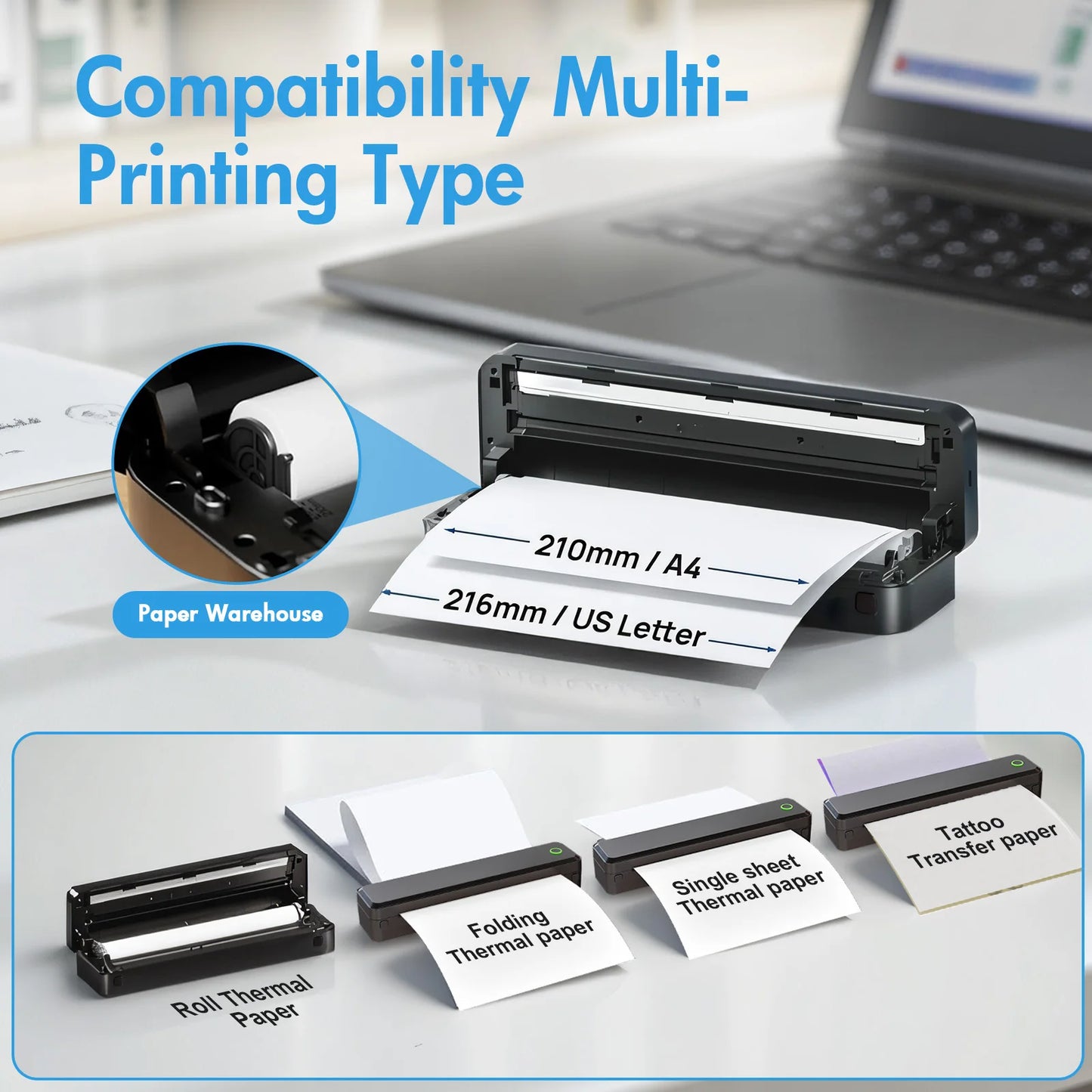 TakeYou Portable Wireless Inkless Thermal Printer for Labels