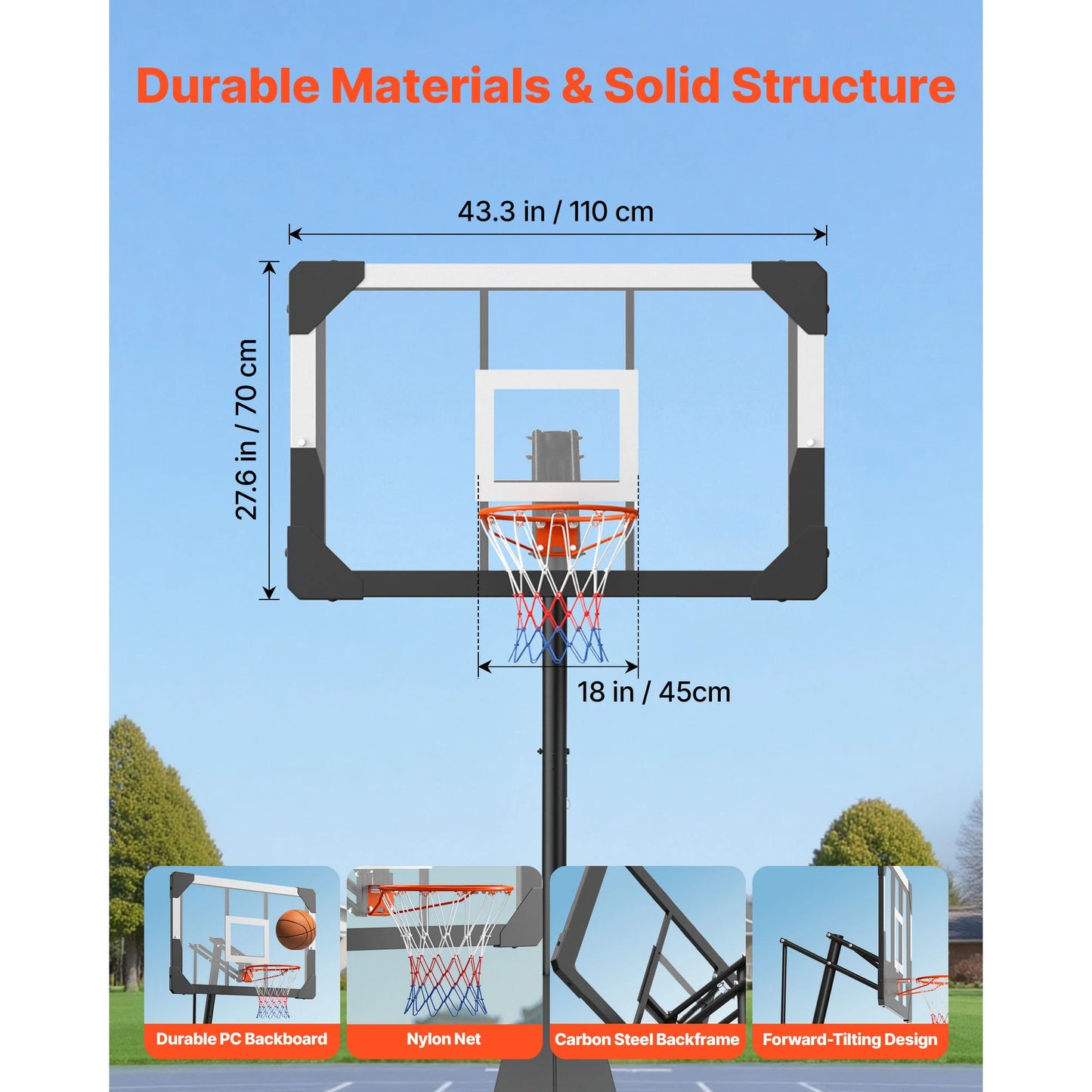 SucceBuy Portable Basketball Stand With Backboard For Outdoor Play
