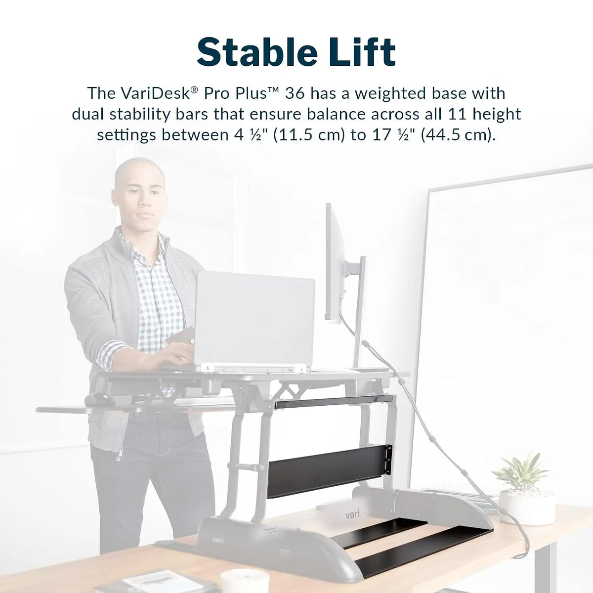 Adjustable Sit Stand Desk Converter With Multiple Height Settings