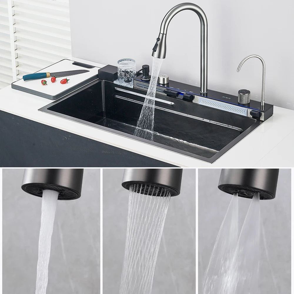 MYQualife Digital Display Integrated Kitchen Sink With Temperature Control