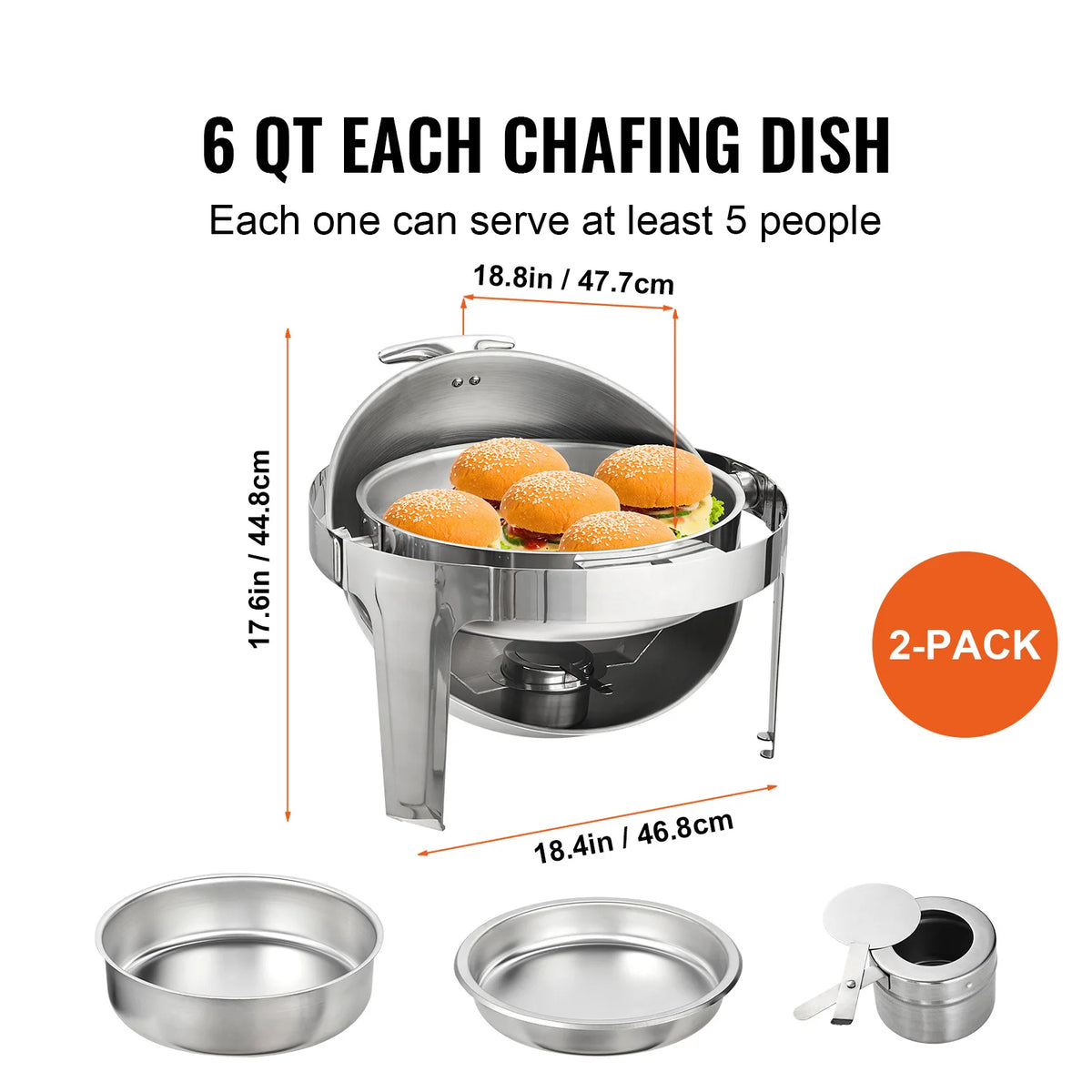 SucceBuy Stainless Steel Roll Top Chafing Dish Buffet Set