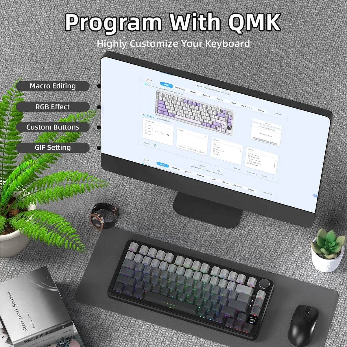 Attack Shark X85 Mechanical Keyboard Hot Swappable Gasket Screen Knob