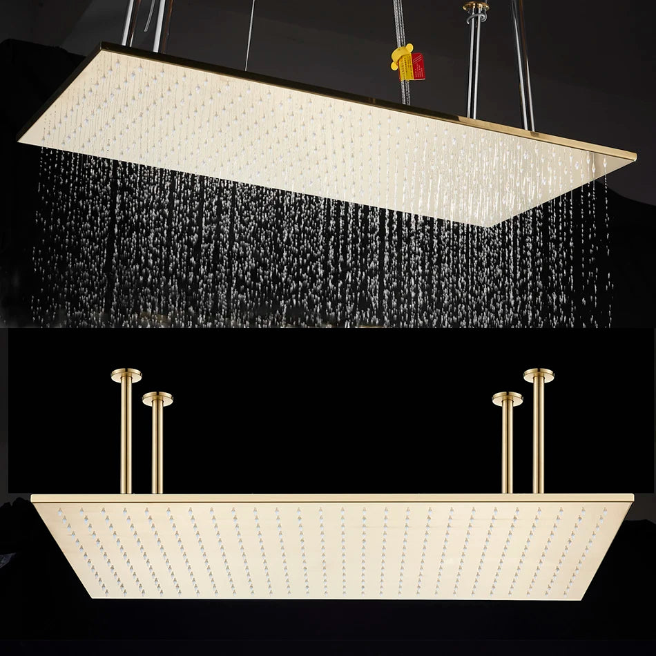 Uythner Brushed Gold Thermostatic Shower Faucet With Rainfall Head