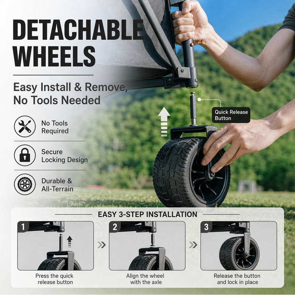 Heavy-Duty Folding Beach Cart With 680-Lb Capacity And All-Terrain Wheels